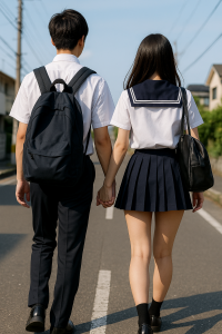 放課後 手つなぎカップル